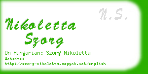 nikoletta szorg business card